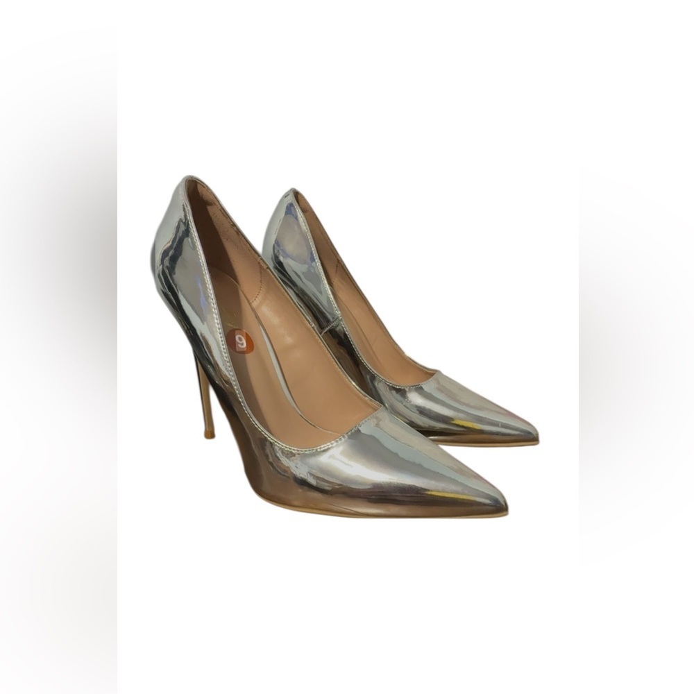 Silver Crome Shinny High Heel Pumps